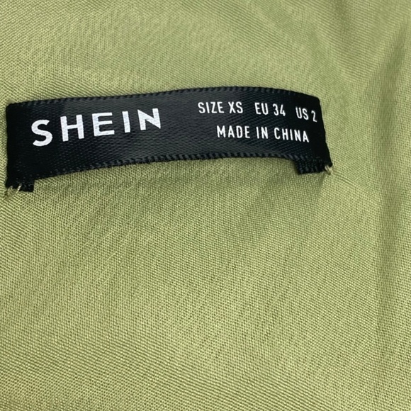 SHEIN - One Shoulder Ruffle Trim Swiss Dot Layered Hem Dress in Matcha Size XS - Picture 8 of 8